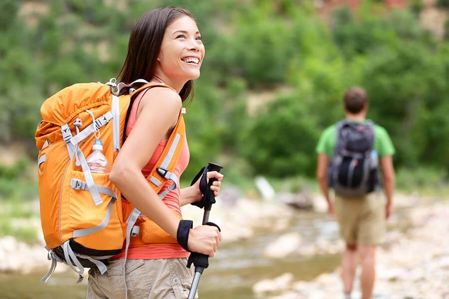 A couple goes hiking after opening an account with Wasatch Peaks Credit Union in Utah.