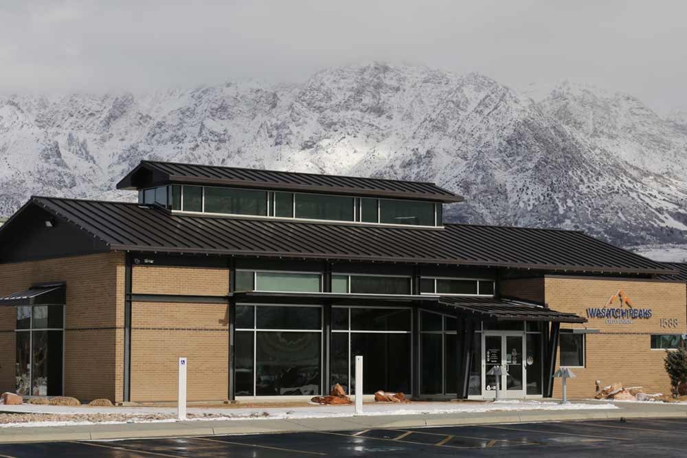 Wasatch Peaks Pleasant View Branch with snowy mountain backdrop