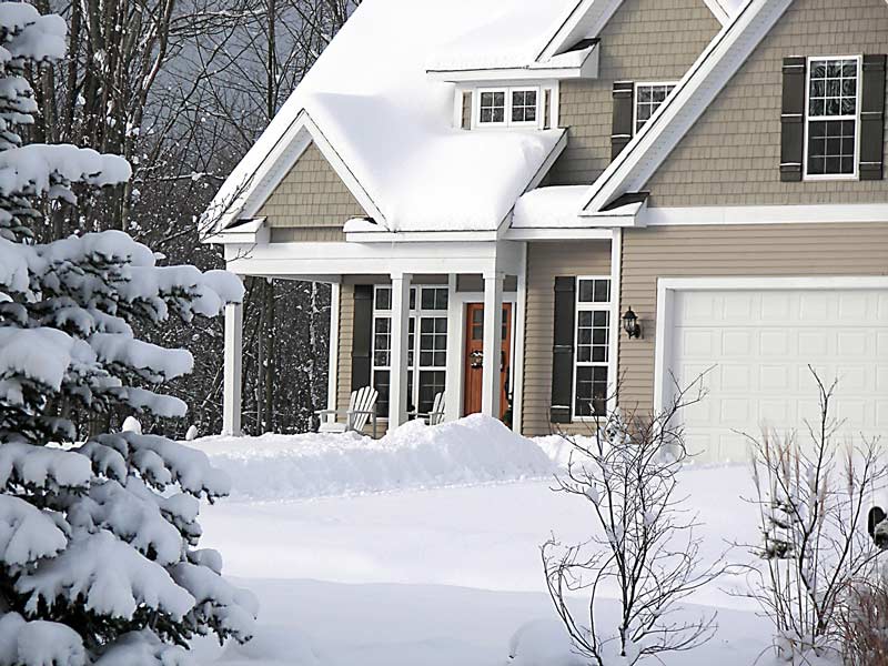 House with snow in winter