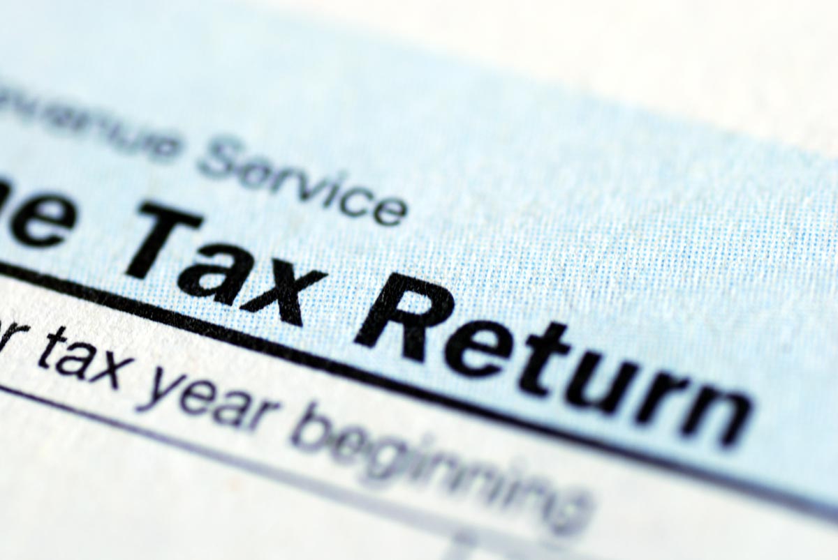 close up on tax return form