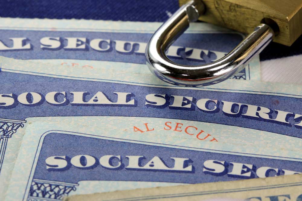 Social security cards with lock on top