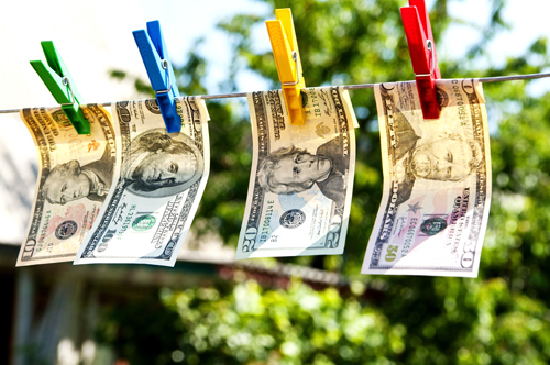 Bills drying on clothes line