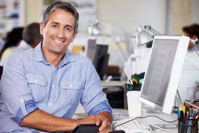 Man in front of computer