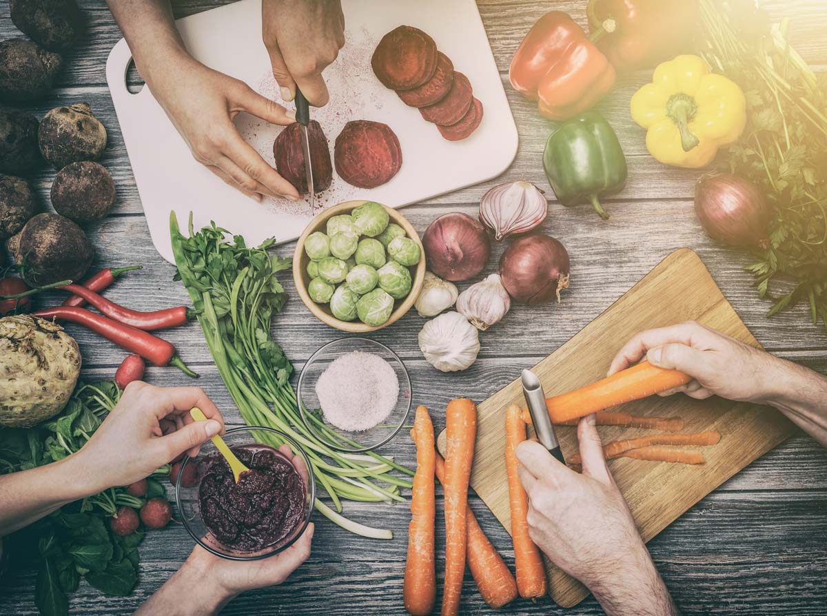 Cutting fresh vegetables