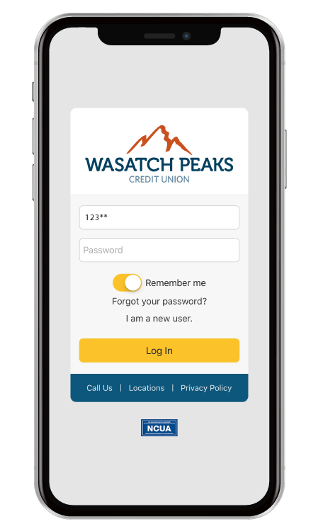 Mobile Banking Screen on Wasatch Peaks App