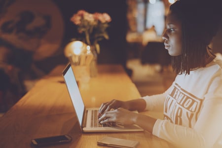 Woman searching on internet