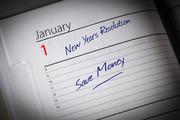 Planner showing January 1st with Save Money goal