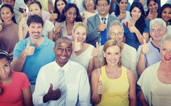 Group of people giving thumbs up