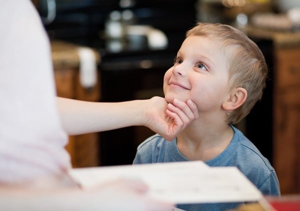 Mom talking to son