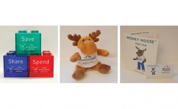 MONEY MOO$E Kids Lego bank, moose and card