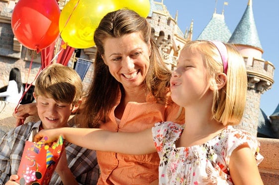 Mom and kids at Disneyland
