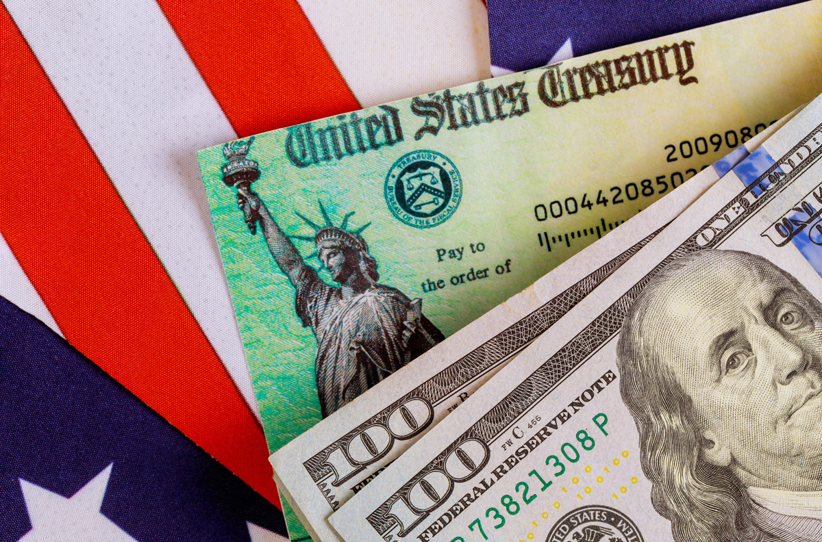 United States Treasury Check and money