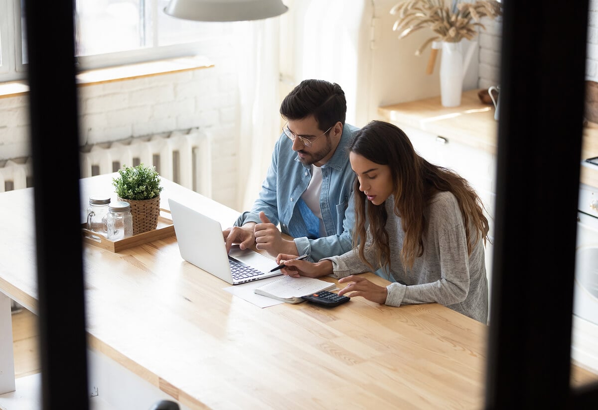 Couple checking their finances