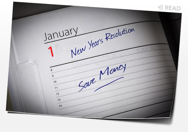 Calendar with New Years Resolution note