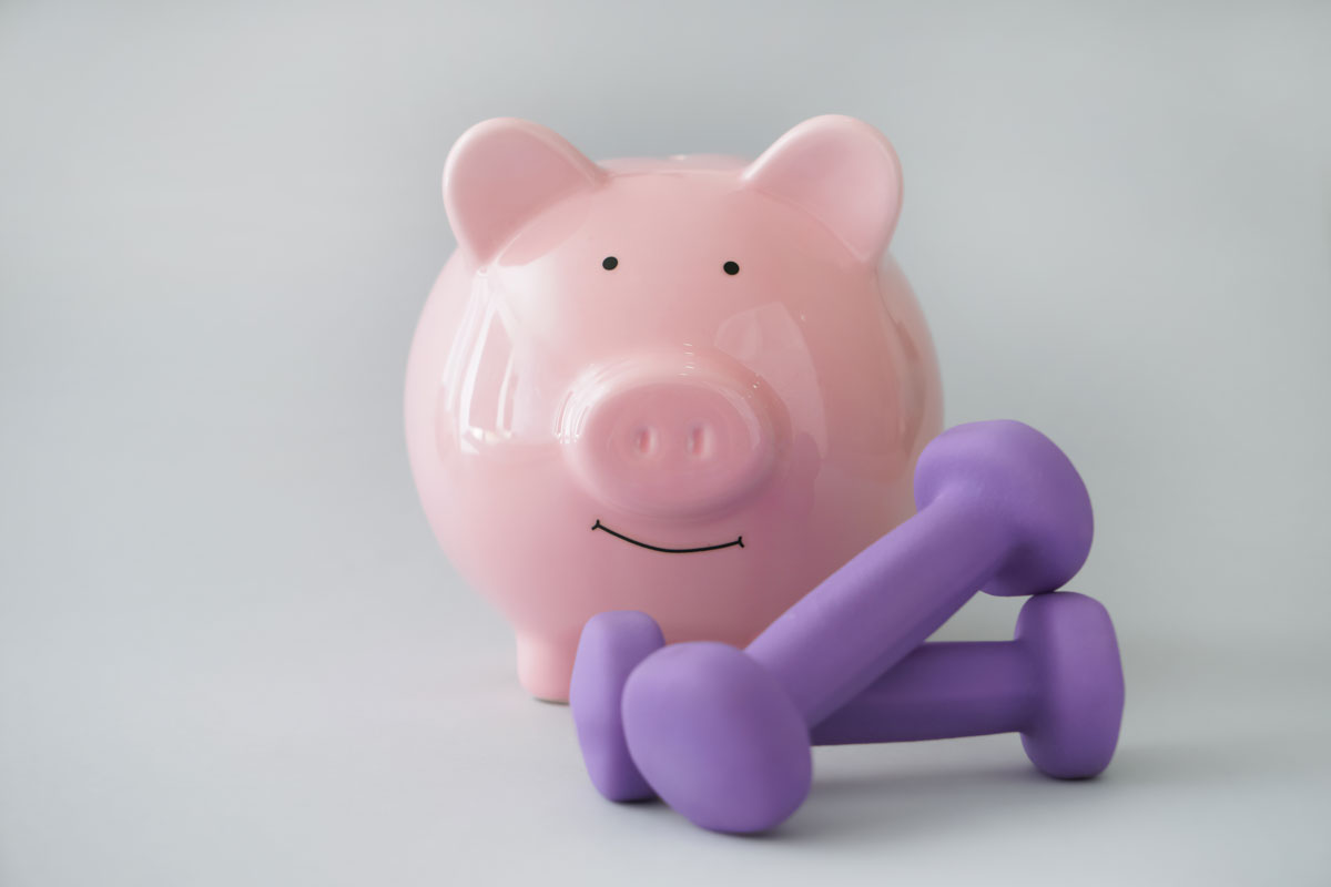 piggy bank with weights
